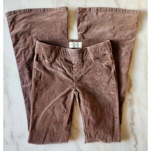 We The Free Womens Corduroy Flare Pants 25 Brown Low Rise Pull On Stretch